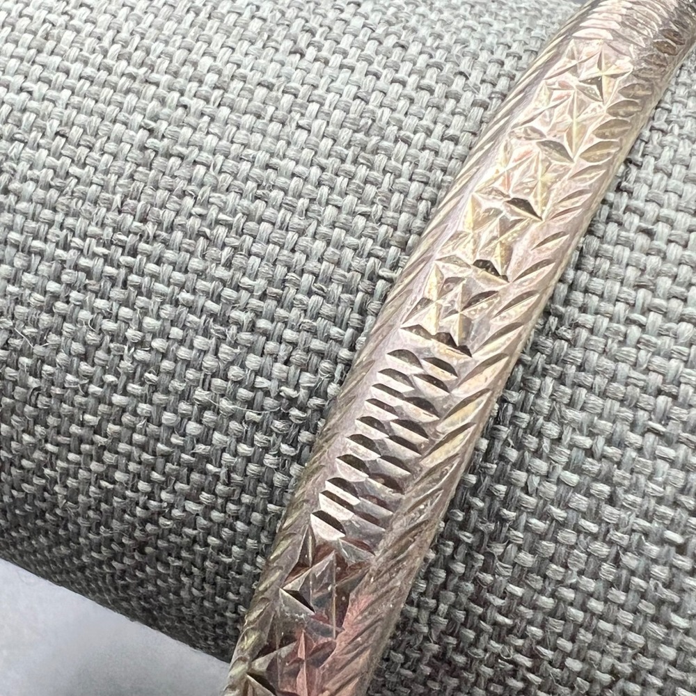 Etched Bangle Bracelet 7.75 Silver Good